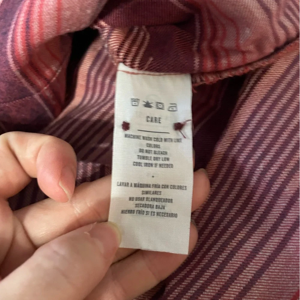 United by Blue women’s flannel sizes M & L organic cotton hemp red earth stripe - Picture 5 of 8